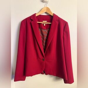 Talbots Italian Fabric One-Button Blazer – Size 16 – Deep Red